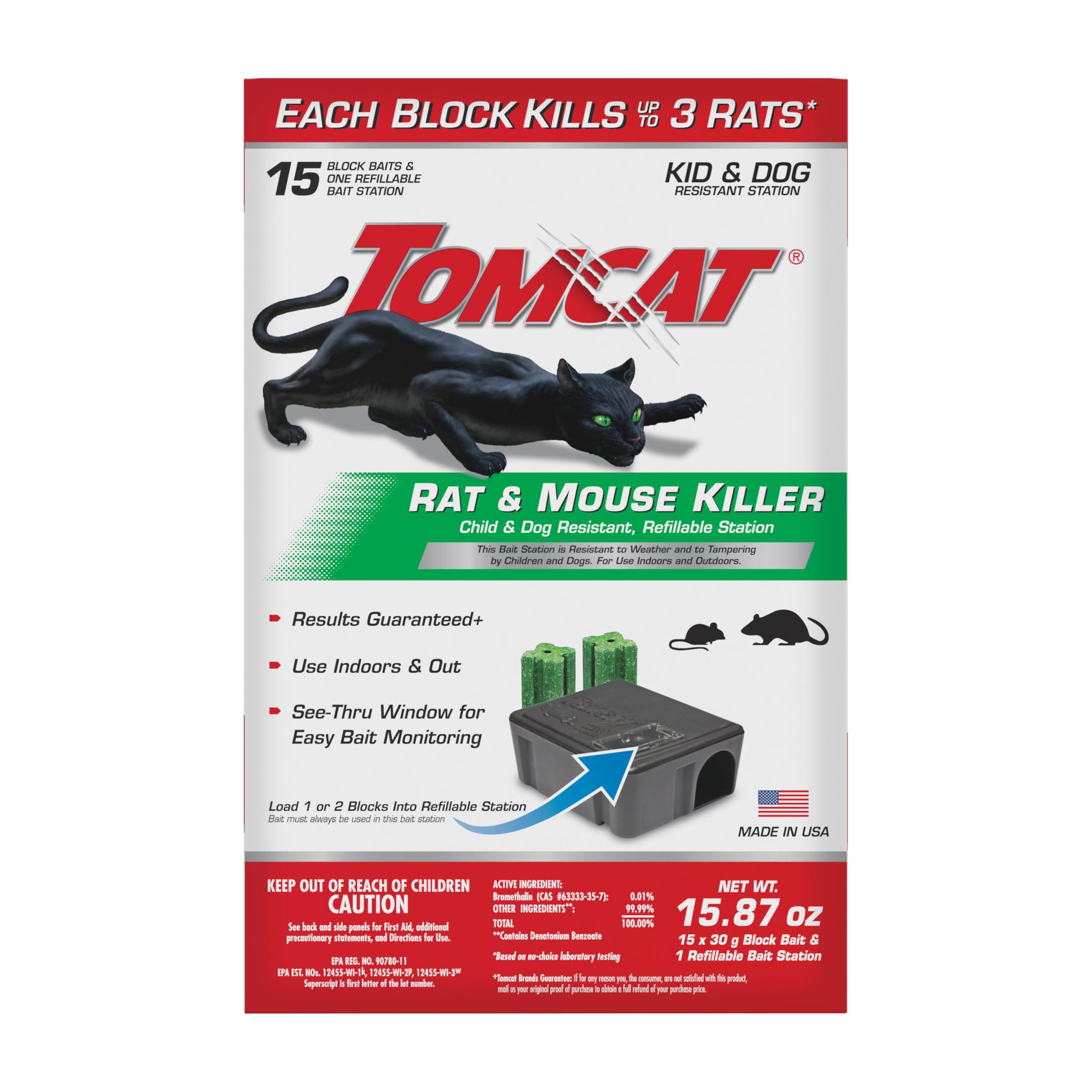 Tomcat Rat & Mouse Killer Child & Dog Resistant Refillable Station for Indoor and Outdoor